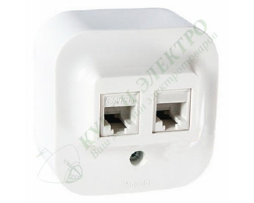 Розетка телефон+компьютер RJ11+RJ45, цвет: Белый (арт. 782221)