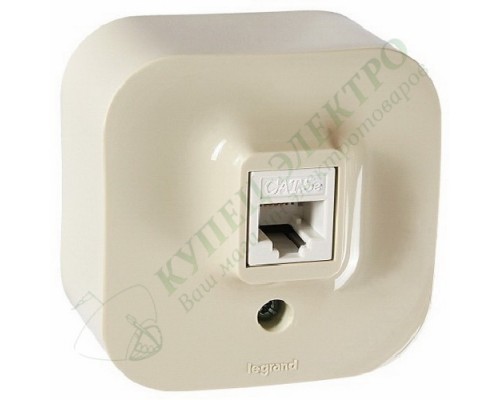 Розетка компьютерная RJ45, категория 5е, UTP, цвет: Слоновая кость (арт. 782254)