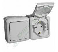 Выключатель + Розетка IP44, цвет: Серый (арт. 782348)