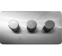 Светорегулятор трёхклавишный проходной 250В. 500Вт LED 100Вт, серия Excellent, цвет Матовая сталь