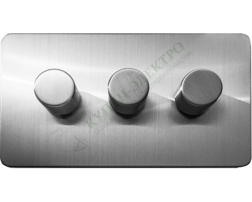 Светорегулятор трёхклавишный проходной 250В. 500Вт LED 100Вт, серия Excellent, цвет Матовая сталь