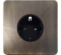 Розетка с заземлением и шторкамии16А-250В, серия Excellent, цвет Античная латунь