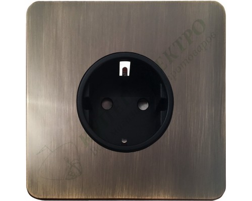 Розетка с заземлением и шторкамии16А-250В, серия Excellent, цвет Античная латунь