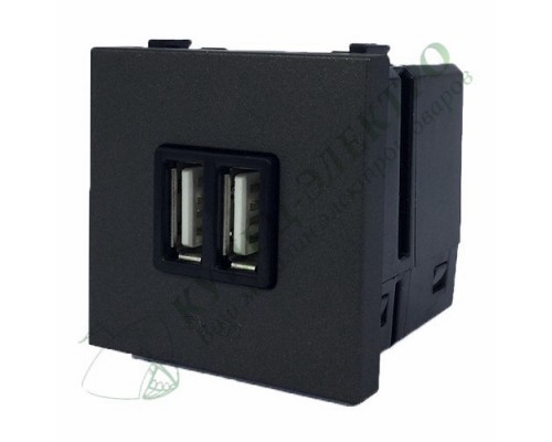 Механизм USB зарядного устройства, 2М, 2х750 мА / 1х1500 мА, серия Zenit, цвет антрацит (арт. N2285 AN)