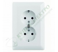 Basic 55 Двойная розетка SCHUKO 2К+З, 16А, 250В, безвинтовые клеммы, цвет: Альпийский белый (20-02 EUJ-94-507)