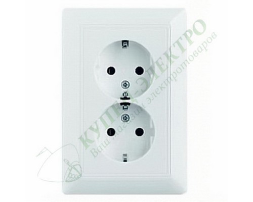 Basic 55 Двойная розетка SCHUKO 2К+З, 16А, 250В, безвинтовые клеммы, цвет: Альпийский белый (20-02 EUJ-94-507)