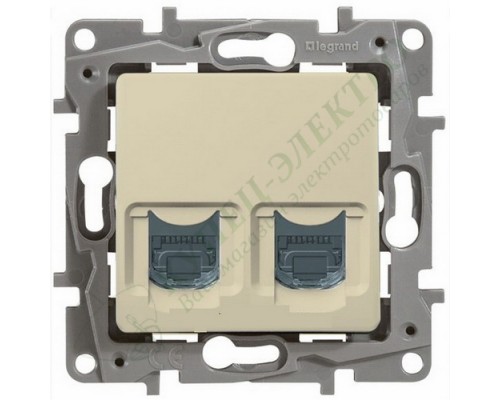 Розетка компьютерная (информационная) RJ11+RJ45 кат. 5UTP, цвет слоновая кость (арт. 672352)