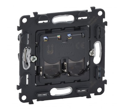 Valena IN MATIC Механизм двойной компьютерной розетки 2хRJ45, категория 6, UTP (арт. 753043)