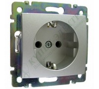 Valena Розетка силовая 2К+З со шторками, 16А,250V, цвет: Алюминий (арт. 770121)