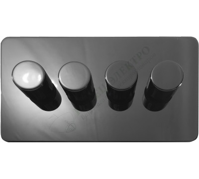 Светорегулятор четырёхклавишный проходной 250В. 500Вт LED 100Вт, серия Excellent, цвет Черный никель