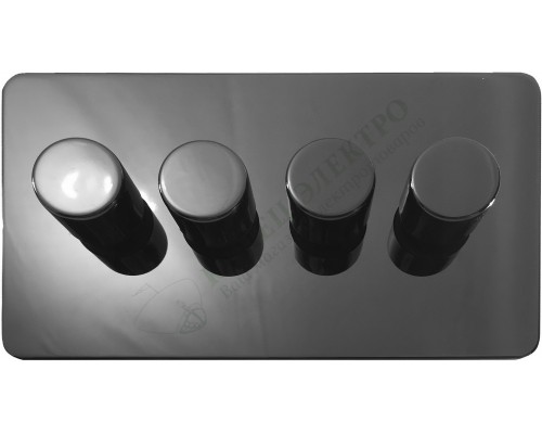 Светорегулятор четырёхклавишный проходной 250В. 500Вт LED 100Вт, серия Excellent, цвет Черный никель