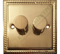 Светорегулятор двухклавишный проходной 250В. 500Вт LED 100Вт, серия Grant, цвет Матовая латунь
