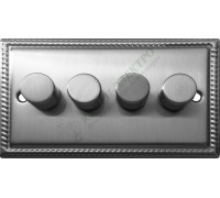 Светорегулятор четырёхклавишный проходной 250В. 500Вт LED 100Вт, серия Grant, цвет Матовая сталь