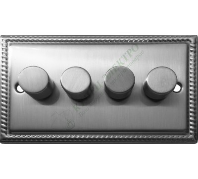 Светорегулятор четырёхклавишный проходной 250В. 500Вт LED 100Вт, серия Grant, цвет Матовая сталь