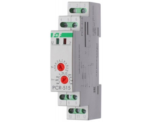 Реле времени PCR-515 (задержка вкл. 230В 2х8А 2перекл. IP20 монтаж на DIN-рейке) F&F EA02.001.006