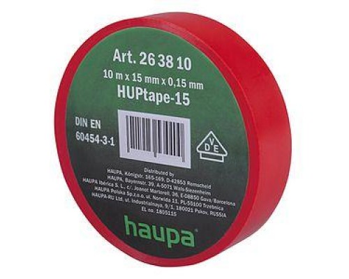 Изолента ПВХ 19мм (рул.20м) красн. HAUPA 263852