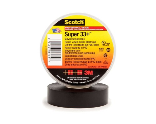 Изолента ПВХ 19мм (рул.20м) Scotch Super 33+ черн. 3М 7000042541