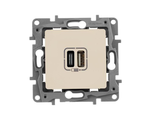 Устройство зарядное Etika с двумя USB-разъемами тип A-тип C 240В/5В 3000мА сл. кость Leg 672336