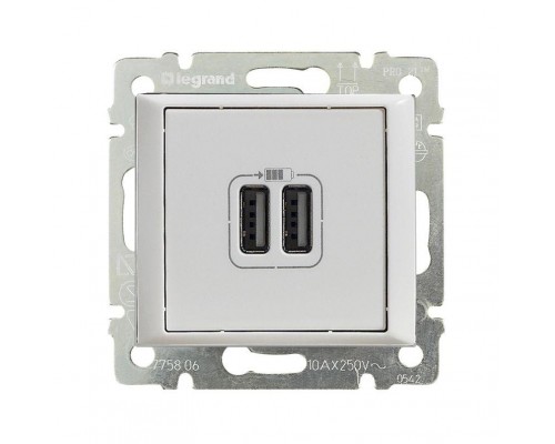 Механизм розетки 1-м USB 2мод. СП Valena бел. (DIY-упак.) Leg 694370