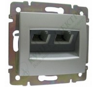 Valena Розетка информациолнная RJ45 UTP, категория 5е, 2 выхода, без захватов, цвет: Алюминий (арт. 770239)