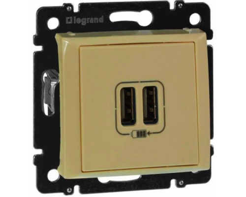 Valena Зарядное устройство с 2-мя USB разъемами, цвет: Слоновая кость (арт. 774170)
