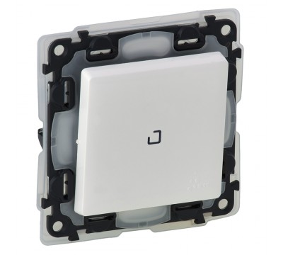 Valena LIFE IP44 Переключатель 10АХ 250В, IP44, с подсветкой, с лицевой панелью, безвинтовые зажимы. Цвет: Белый (арт. 752167)