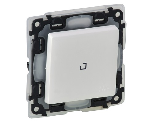 Valena LIFE IP44 Переключатель 10АХ 250В, IP44, с подсветкой, с лицевой панелью, безвинтовые зажимы. Цвет: Белый (арт. 752167)
