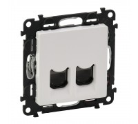 Valena LIFE Компьютерная розетка двойная RJ45 кат.5е UTP с лицевой панелью. Цвет: Белый (арт. 753041+755420)