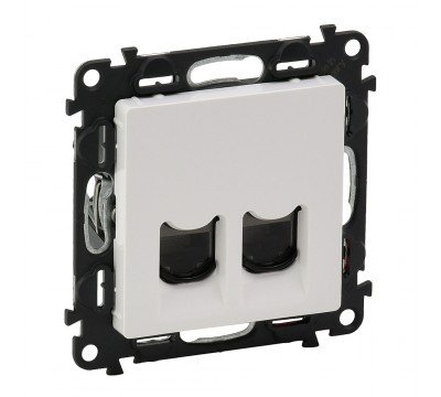 Valena LIFE Компьютерная розетка двойная RJ45 кат.6 UTP с лицевой панелью. Цвет: Белый (арт. 753043+755420)