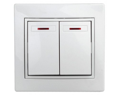 Выключатель 2-кл. СП Plano 10А IP20 1-105-01 250В с подсветкой бел. Intro Б0027603
