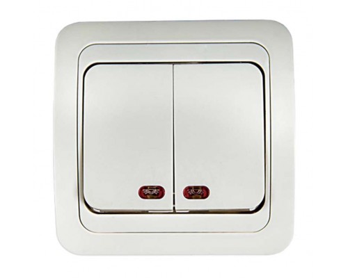 Выключатель 2-кл. СП Classico 10А IP20 с подсветкой 2123 бел. ASD / IN HOME 4680005959877