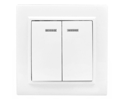 Выключатель 2-кл. СП Минск 10А IP20 с индикатором бел. Basic EKF ERV10-123-10