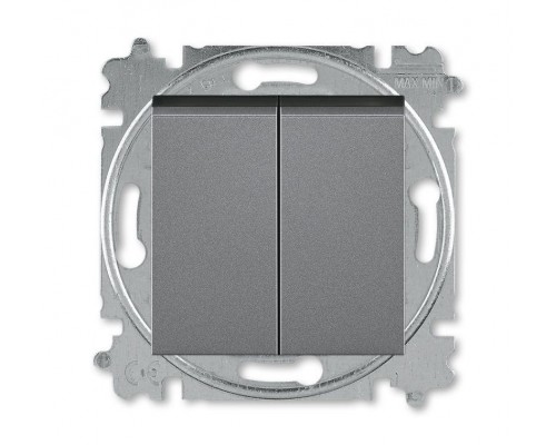 Выключатель 2-кл. СП Levit IP20 сталь/дым. черн. ABB 2CHH590545A6069
