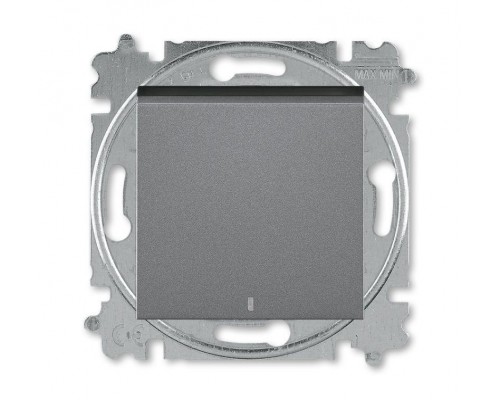 Выключатель 1-кл. СП Levit IP20 с подсветкой сталь/дым. черн. ABB 2CHH590146A6069