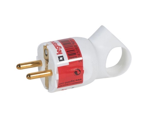 Вилка электрич. каб. Helium 16А 2P+E прямая с кольцом бел. Leg 050190