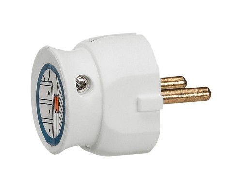 Вилка электрич. каб. Helium 16А 2P плоская бел. Leg 050183
