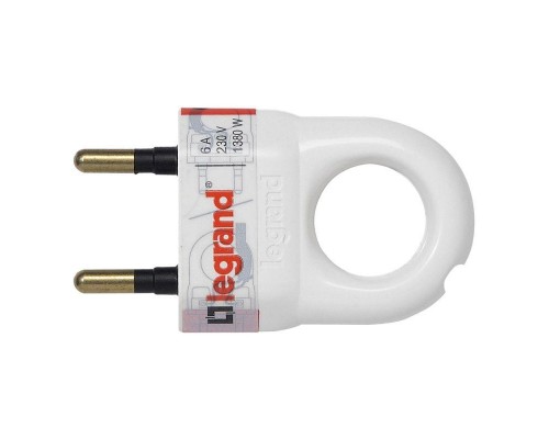Вилка электрич. каб. Helium 6А 2P+E прямая бел. Leg 050162