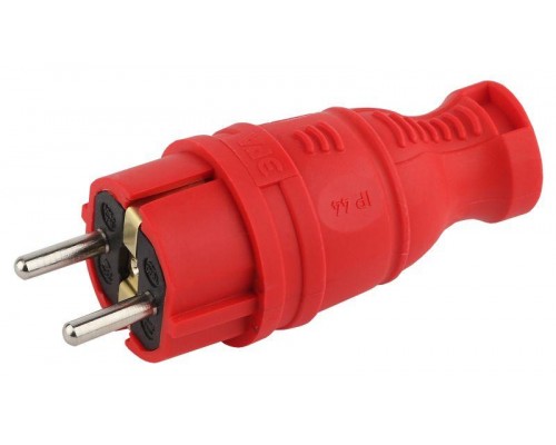 Вилка каучуковая з/з прямая 16А IP44 красн. V8-RED-IP44 Эра Б0044547