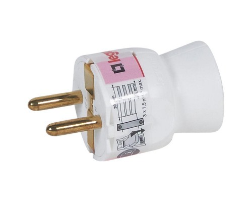 Вилка электрич. каб. Helium 16А 2P+E прямая бел. Leg 050187