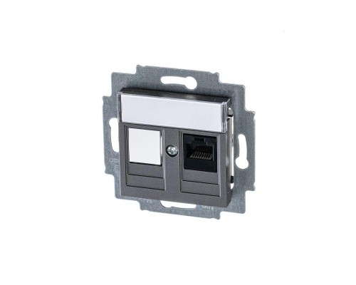 Розетка информационная Levit RJ45 кат. 5e и заглушка сталь ABB 2CHH295117A6069