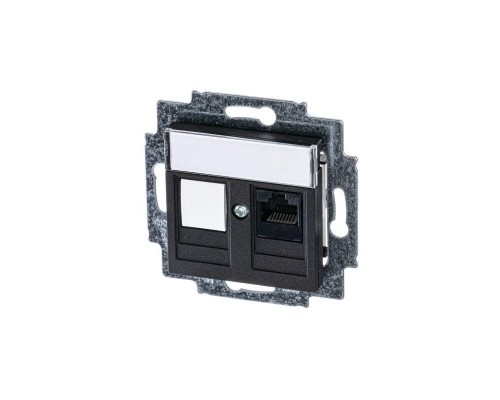 Розетка информационная Levit RJ45 кат. 5e и заглушка антрацит ABB 2CHH295117A6063