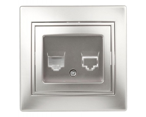 Розетка СП Plano 1-303-03 информационная RJ45 IP20 алюм. Intro Б0030086