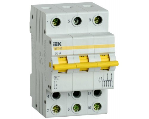 Выключатель-разъединитель трехпозиционный 3п ВРТ-63 63А IEK MPR10-3-063